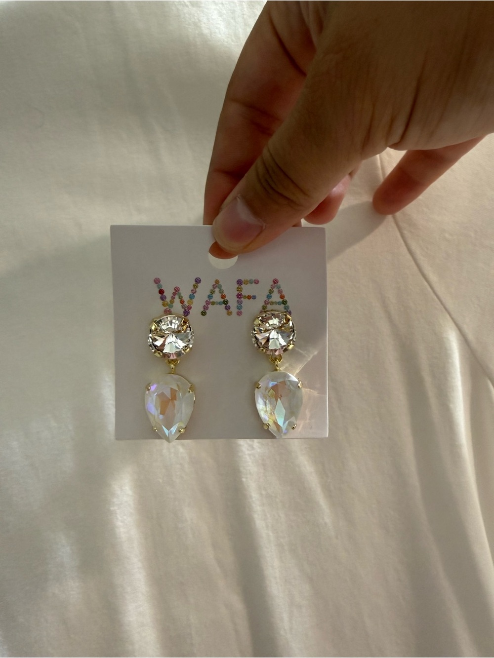 Iridescent Crystal Drop Earrings in Clear